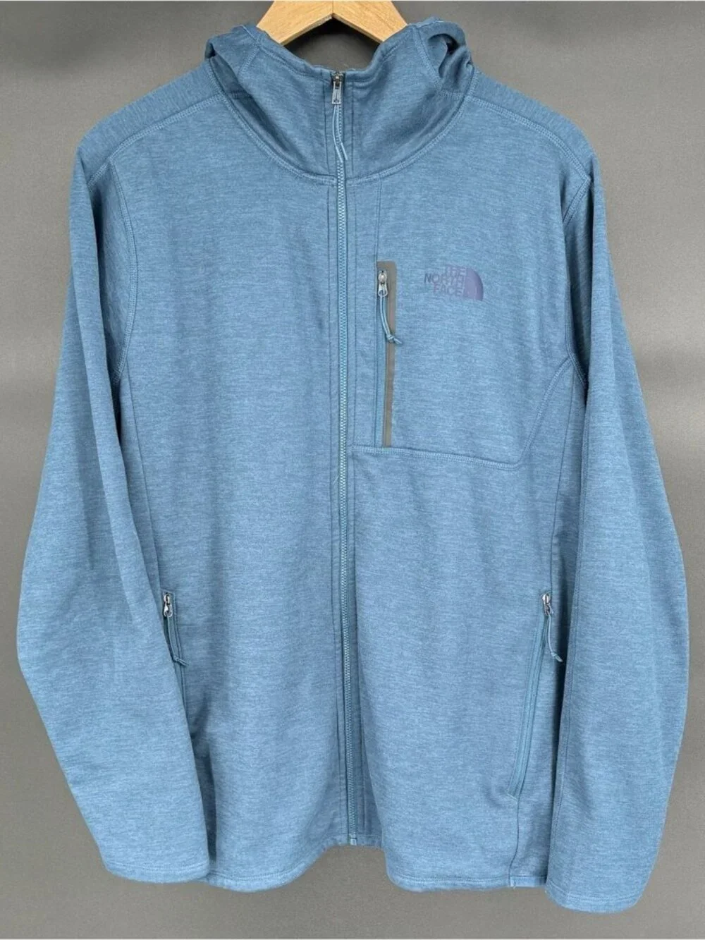 The North Face Men's Full-Zip Hooded Fleece Lined Jacket Large Blue/Teal Outdoor - Picture 1 of 8